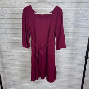 Soma Burgundy Bell Sleeve Dress Womens M Work to Weekend Quiet Luxury Minimalist